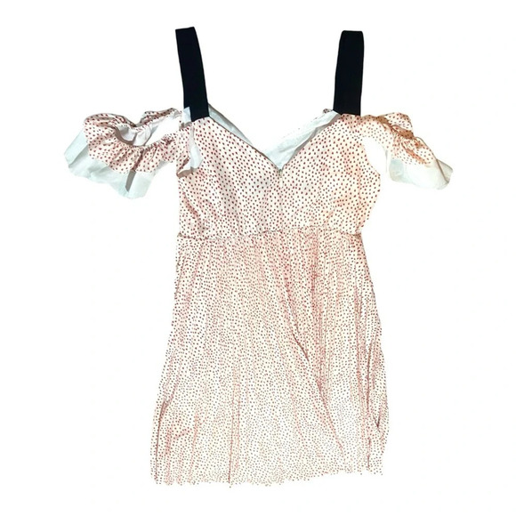 Eloquii Heart Print Pleated Midi Dress Flutter Sleeve Off Shoulder Sz 14 - Picture 7 of 10